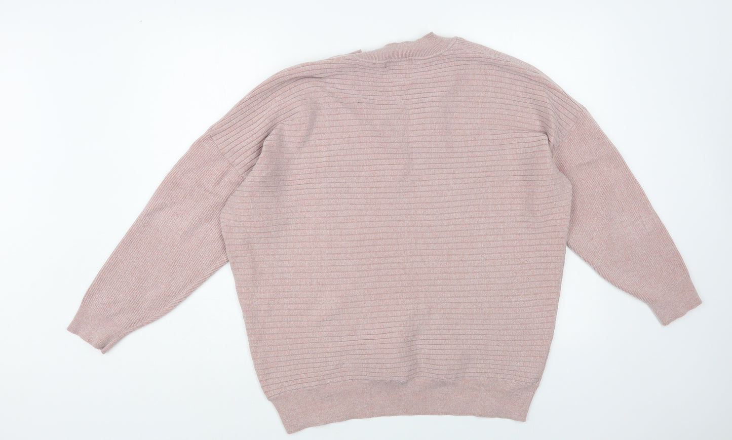 F&F Womens Pink V-Neck Acrylic Pullover Jumper Size 14