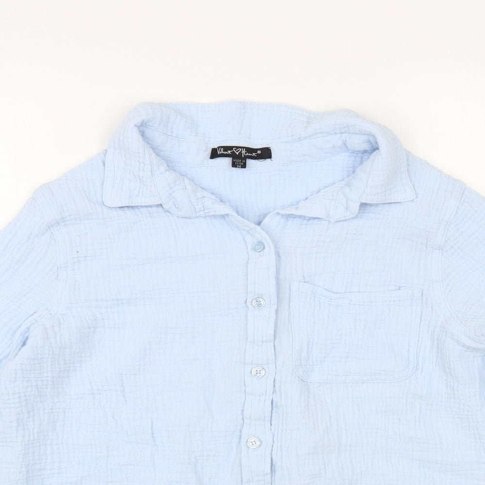 Velvet Heart Womens Blue Cotton Basic Button-Up Size M Collared