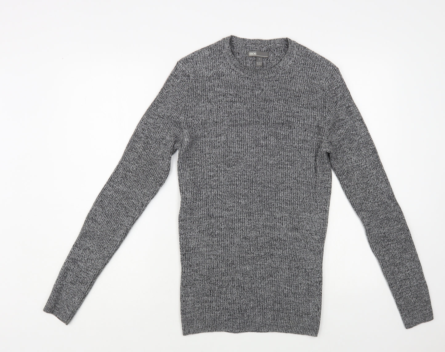 ASOS Mens Grey Crew Neck Acrylic Pullover Jumper Size M