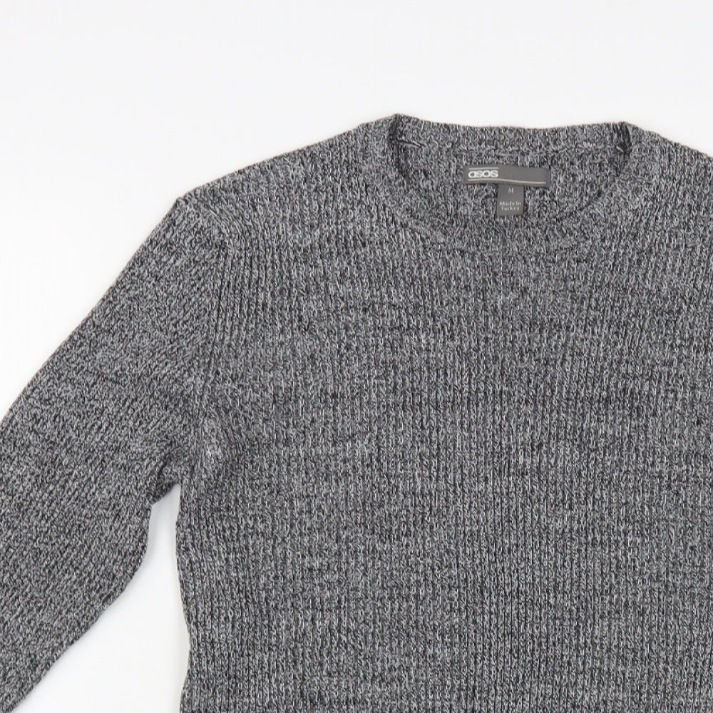 ASOS Mens Grey Crew Neck Acrylic Pullover Jumper Size M