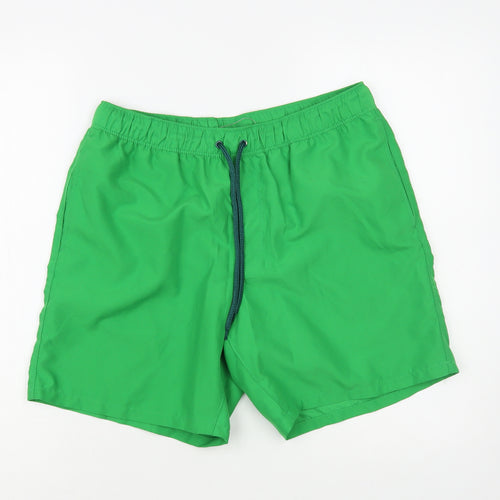ASOS Mens Green Polyester Bermuda Shorts Size M L6 in Regular Drawstring - Swim Trunks