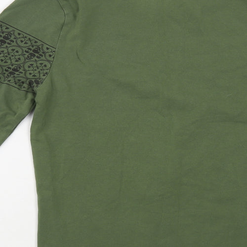 ASOS Mens Green Geometric Cotton T-Shirt Size S Crew Neck