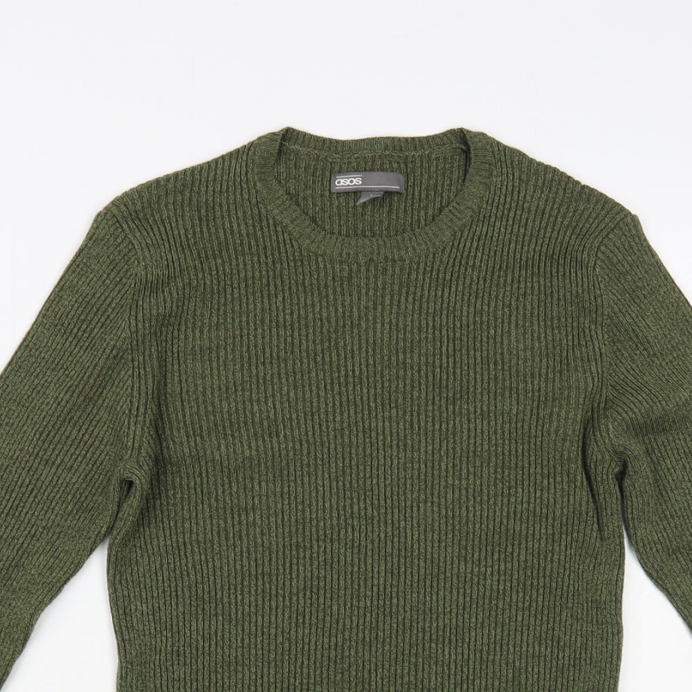 ASOS Mens Green Crew Neck Acrylic Pullover Jumper Size M