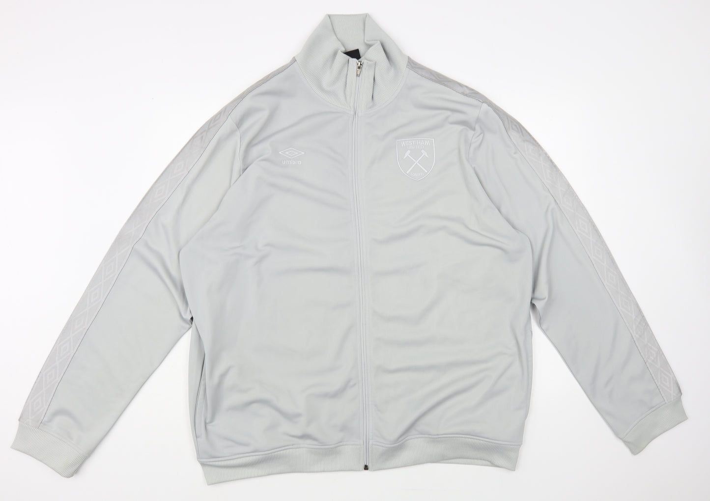 Umbro Mens Grey Polyester Full Zip Sweatshirt Size 3XL - West Ham United