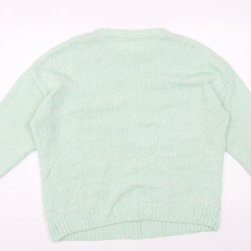 George Womens Green Boat Neck Acrylic Pullover Jumper Size 16