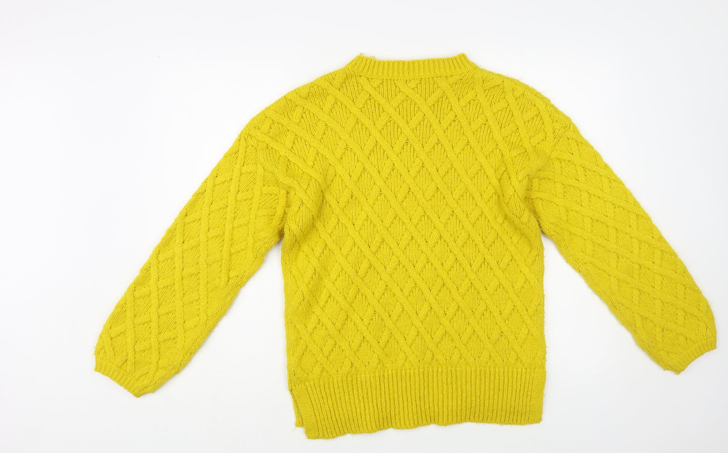 George Womens Yellow Crew Neck Acrylic Pullover Jumper Size S