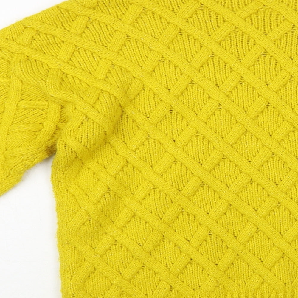 George Womens Yellow Crew Neck Acrylic Pullover Jumper Size S