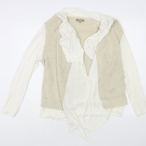 Soon Womens Beige V-Neck Acrylic Cardigan Jumper Size 12