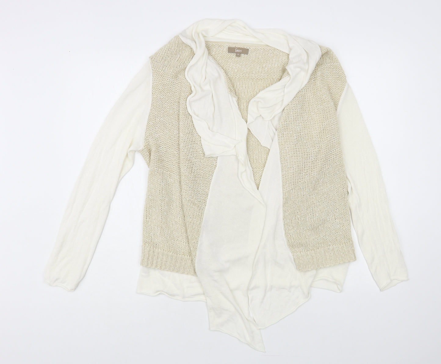 Soon Womens Beige V-Neck Acrylic Cardigan Jumper Size 12