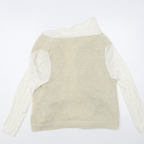 Soon Womens Beige V-Neck Acrylic Cardigan Jumper Size 12