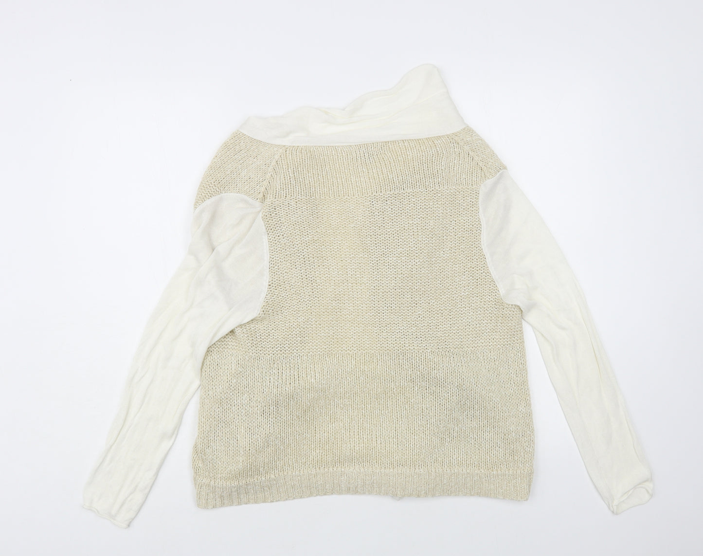 Soon Womens Beige V-Neck Acrylic Cardigan Jumper Size 12