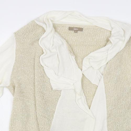 Soon Womens Beige V-Neck Acrylic Cardigan Jumper Size 12