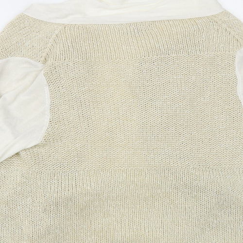 Soon Womens Beige V-Neck Acrylic Cardigan Jumper Size 12