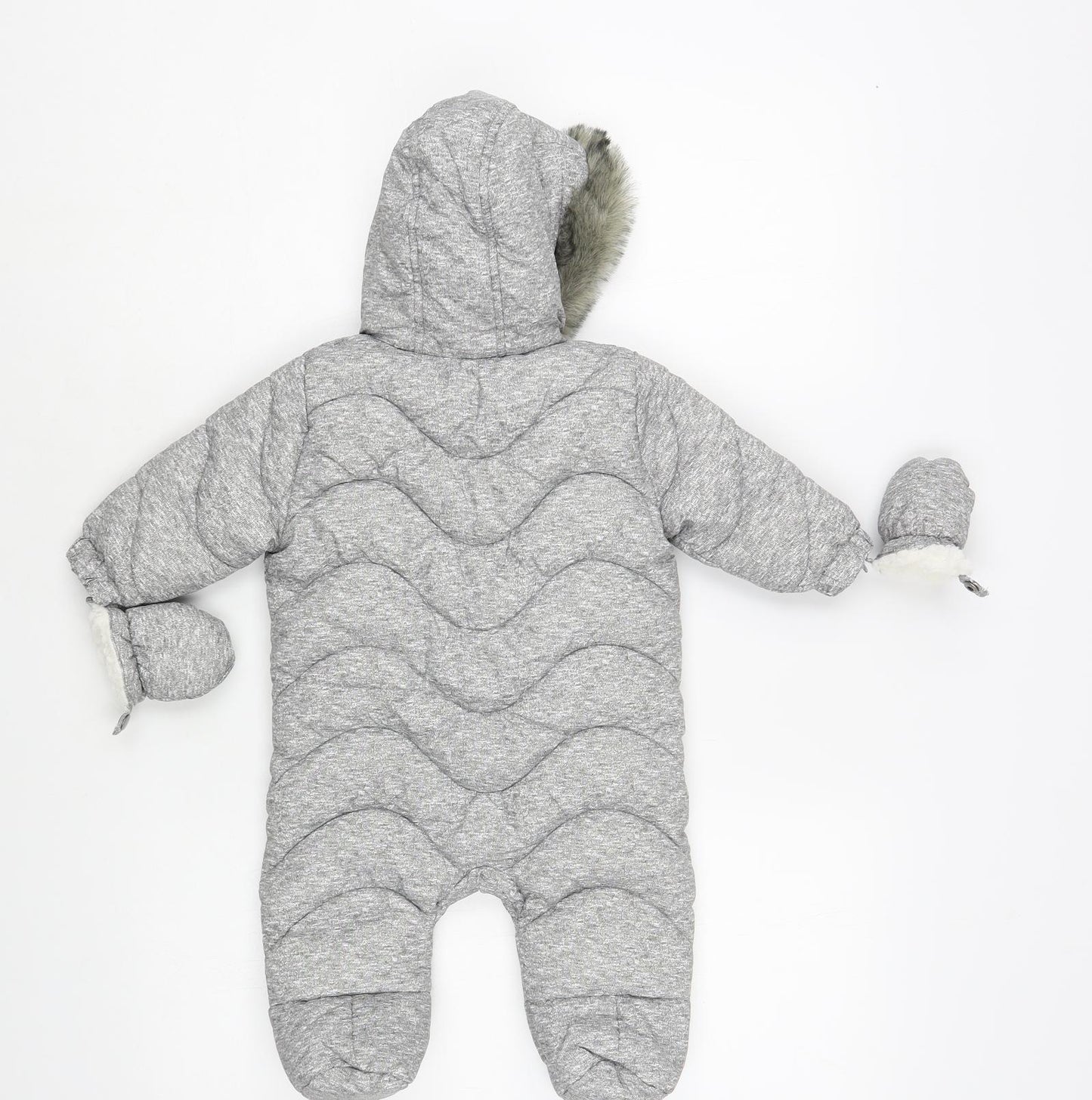 F&F Baby Grey 3-in-1 Jacket Snowsuit Size 0-3 Months Zip
