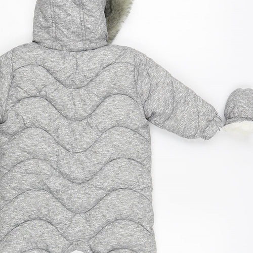 F&F Baby Grey 3-in-1 Jacket Snowsuit Size 0-3 Months Zip