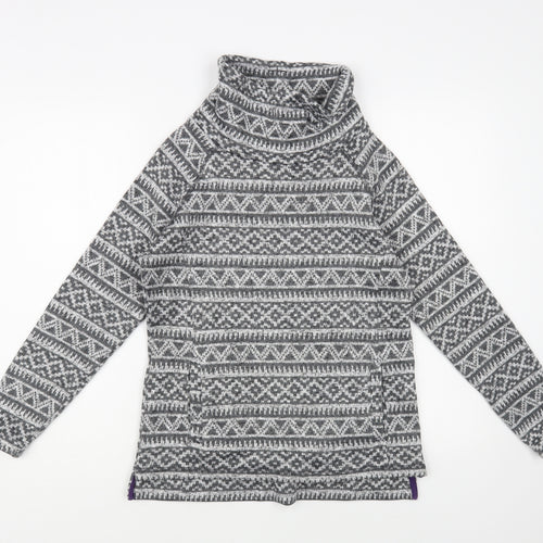 TU Womens Grey Roll Neck Geometric Polyester Pullover Jumper Size 10