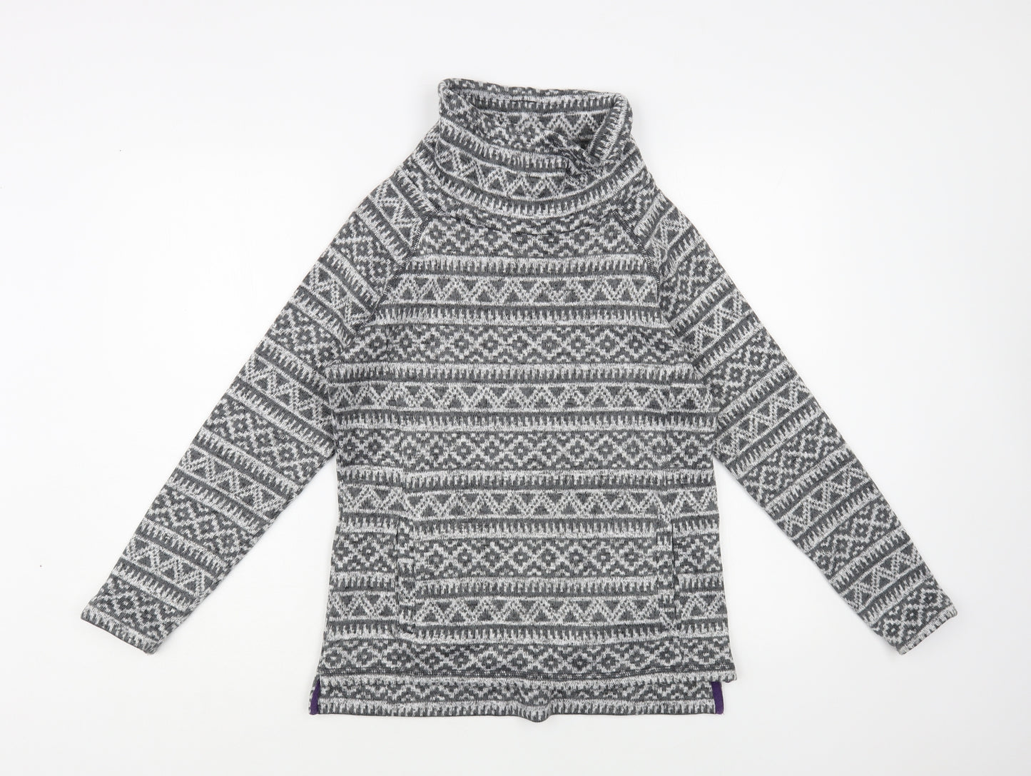 TU Womens Grey Roll Neck Geometric Polyester Pullover Jumper Size 10