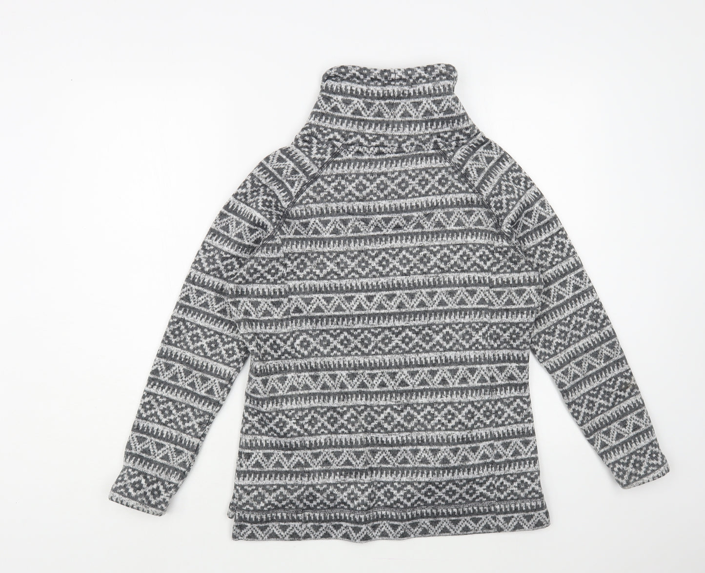 TU Womens Grey Roll Neck Geometric Polyester Pullover Jumper Size 10