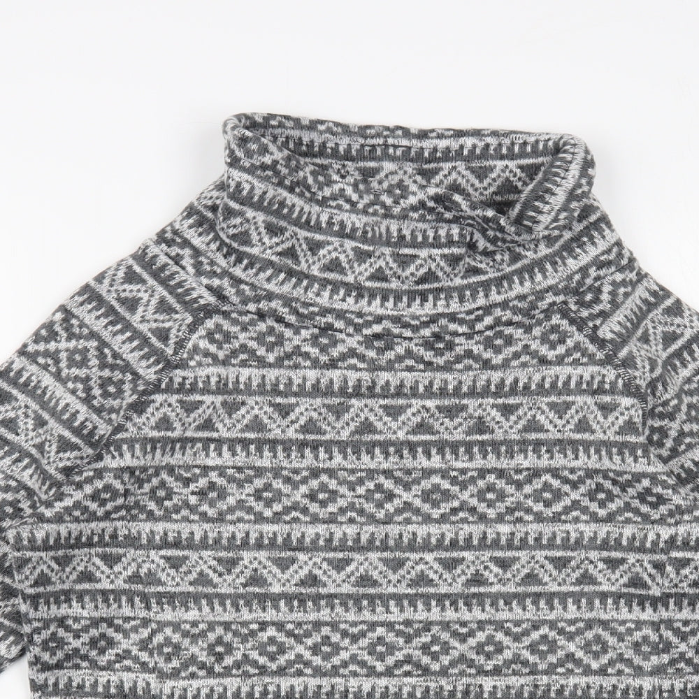 TU Womens Grey Roll Neck Geometric Polyester Pullover Jumper Size 10