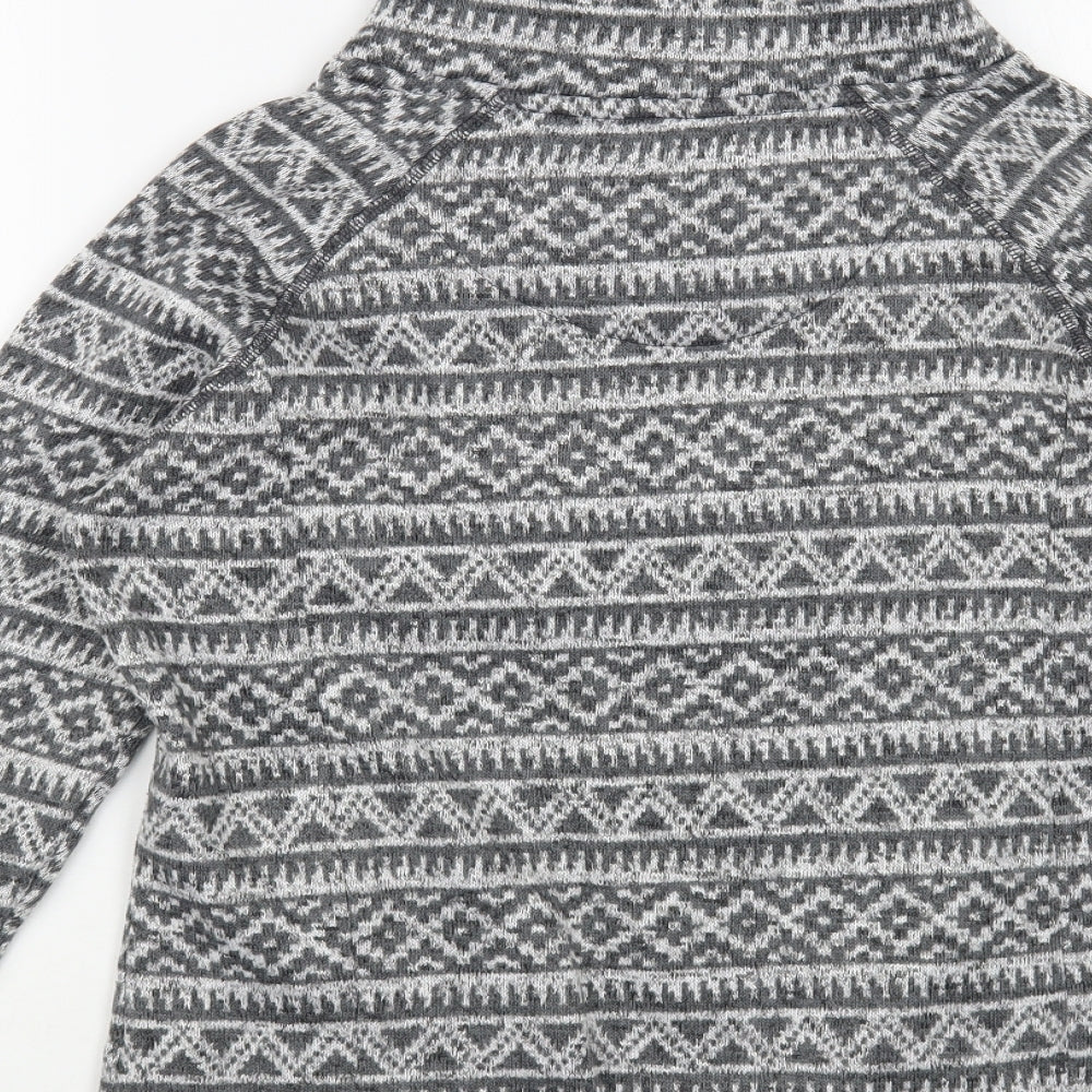 TU Womens Grey Roll Neck Geometric Polyester Pullover Jumper Size 10