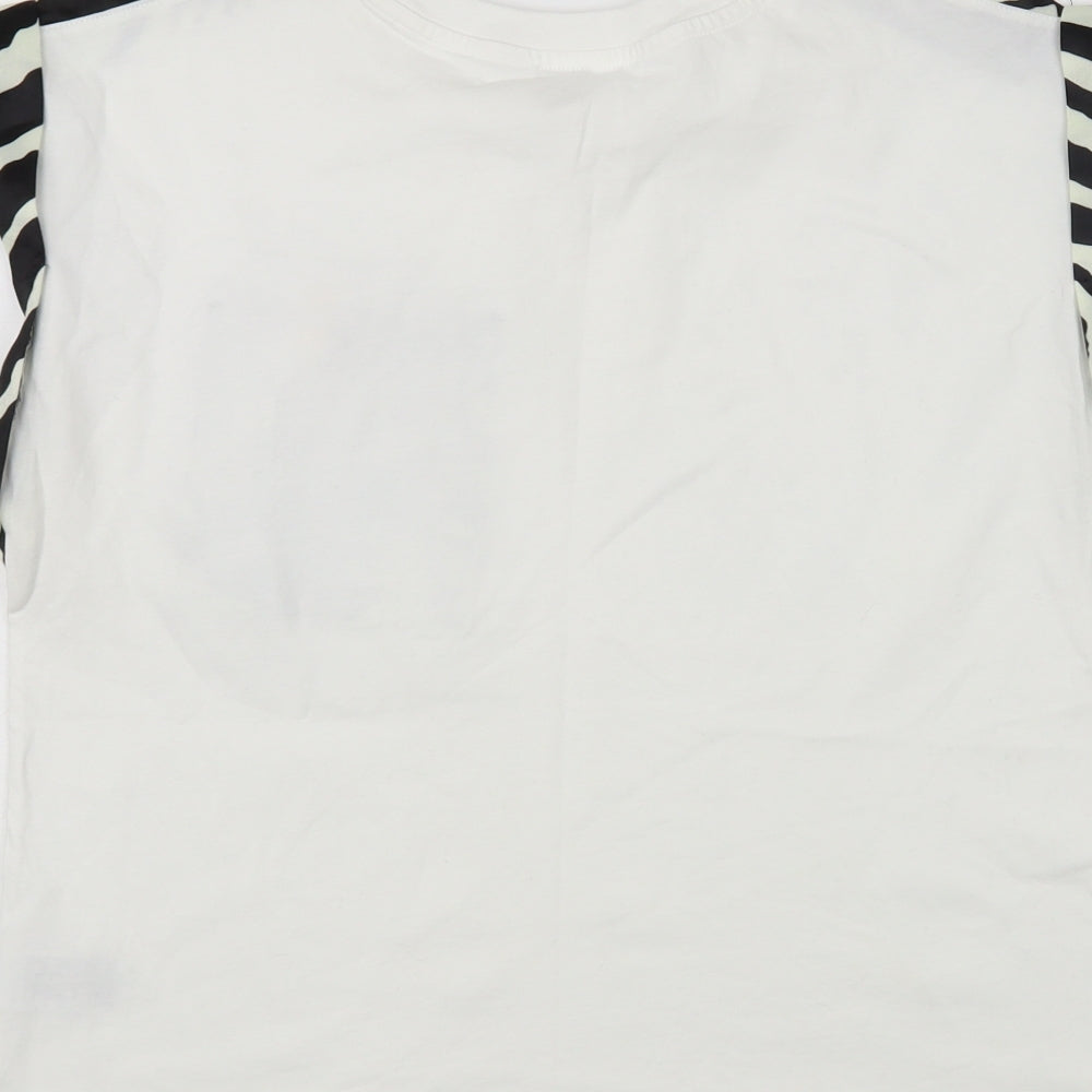 River Island Womens White Animal Print Cotton Basic T-Shirt Size 12 Crew Neck