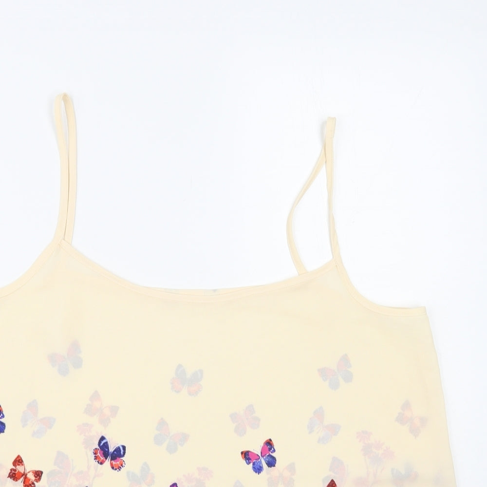 Preworn Womens Pink Floral Polyester Camisole Blouse Size M Square Neck - Butterflies