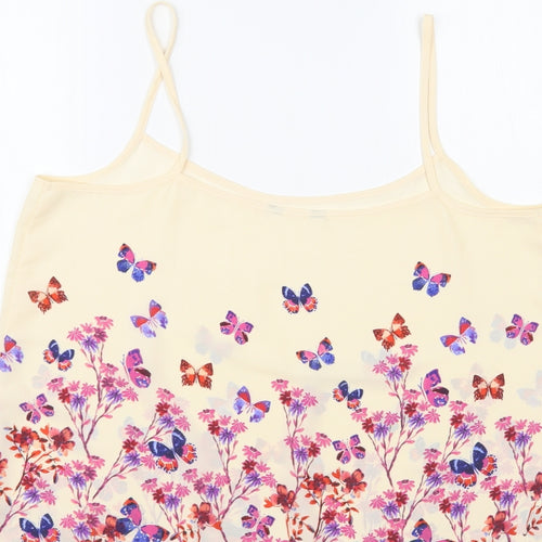 Preworn Womens Pink Floral Polyester Camisole Blouse Size M Square Neck - Butterflies