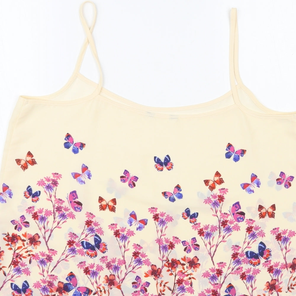 Preworn Womens Pink Floral Polyester Camisole Blouse Size M Square Neck - Butterflies