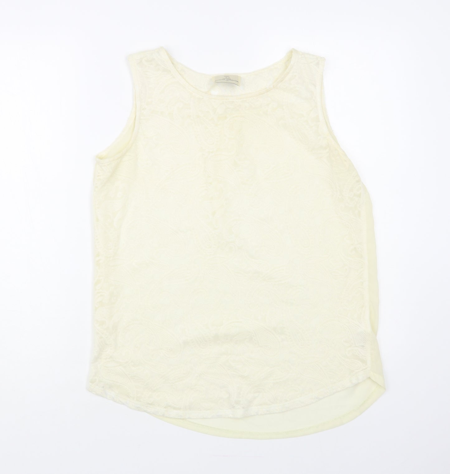 NEXT Womens Ivory Paisley Cotton Basic Blouse Size 10 Boat Neck