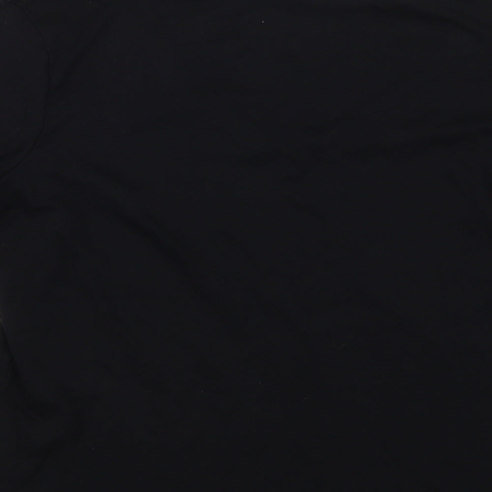 Marks and Spencer Womens Black Cotton Basic T-Shirt Size 14 V-Neck