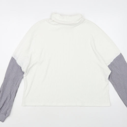 SheIn Womens White Roll Neck Acrylic Pullover Jumper Size L
