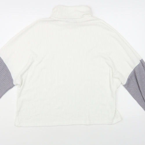 SheIn Womens White Roll Neck Acrylic Pullover Jumper Size L