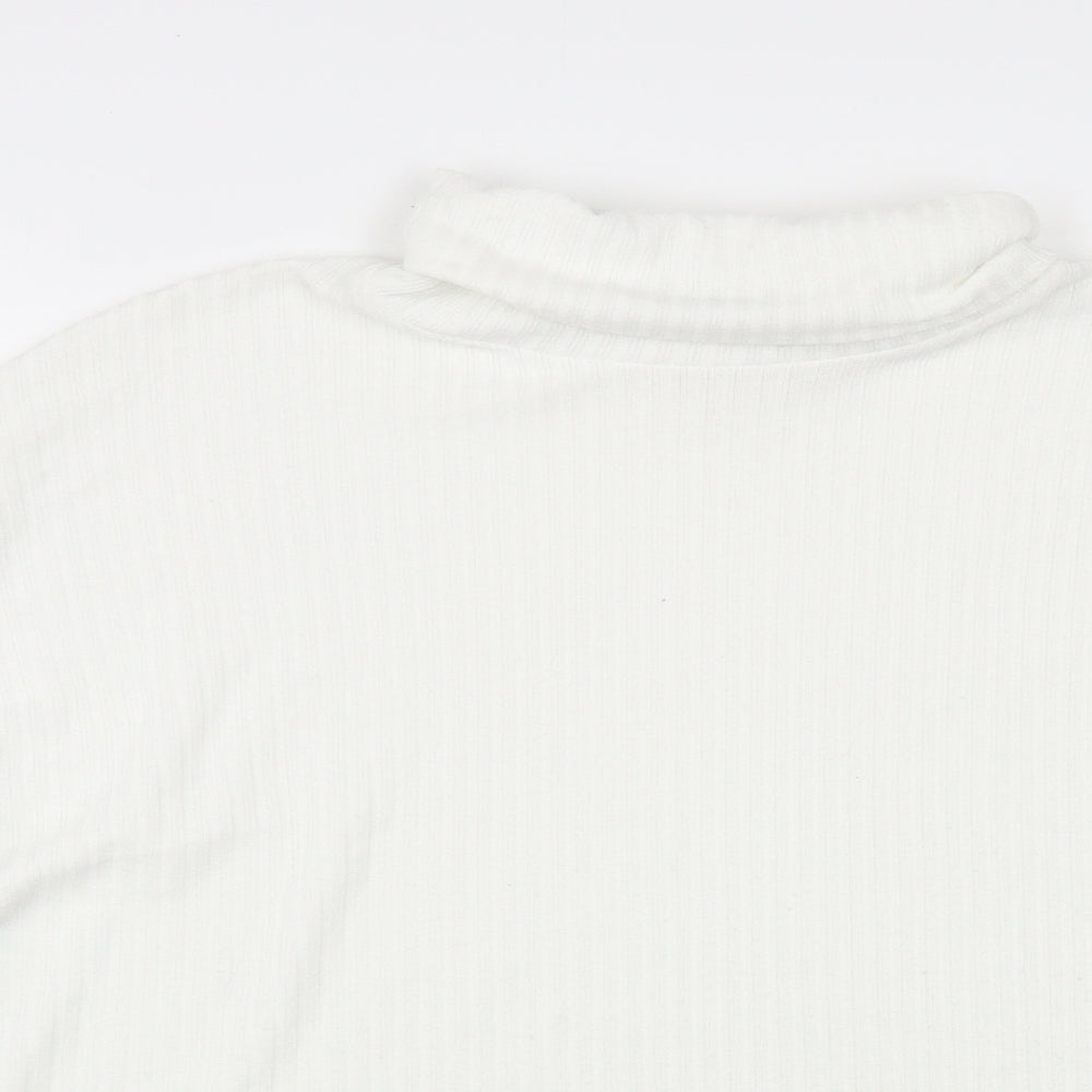 SheIn Womens White Roll Neck Acrylic Pullover Jumper Size L