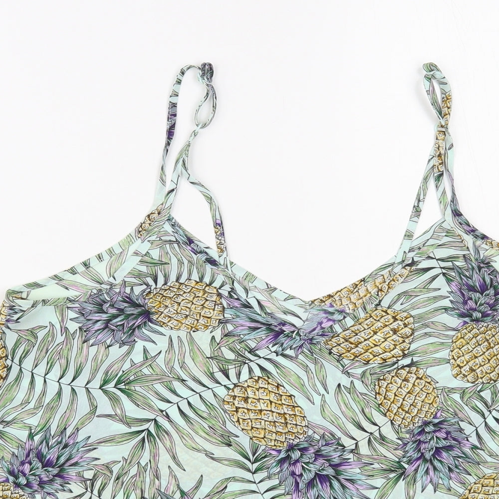 Primark Womens Blue Floral Polyester Camisole Blouse Size 14 V-Neck