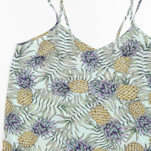 Primark Womens Blue Floral Polyester Camisole Blouse Size 14 V-Neck