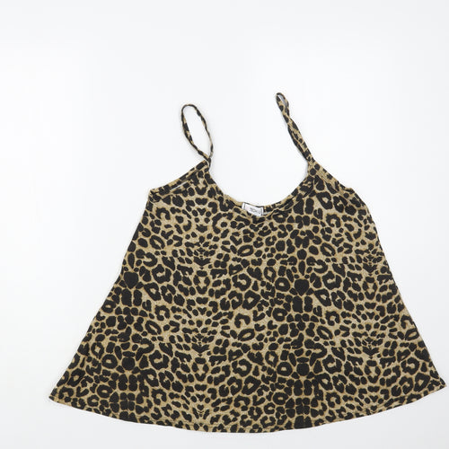 Re Tech UK Womens Brown Animal Print Viscose Camisole Blouse Size M Round Neck