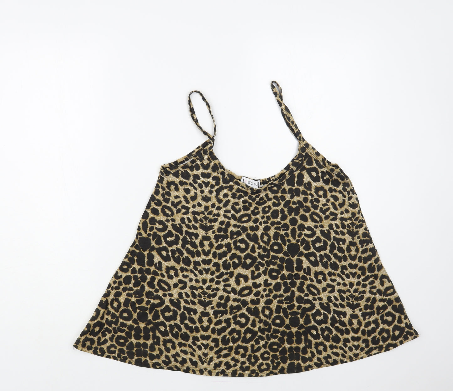 Re Tech UK Womens Brown Animal Print Viscose Camisole Blouse Size M Round Neck