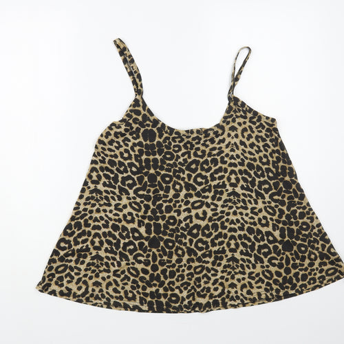 Re Tech UK Womens Brown Animal Print Viscose Camisole Blouse Size M Round Neck