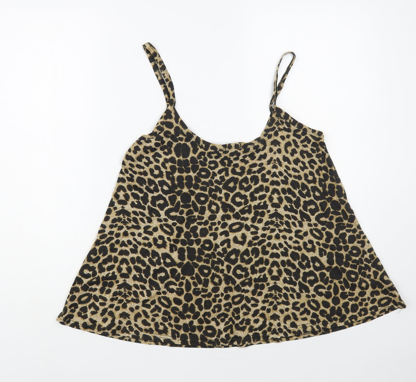 Re Tech UK Womens Brown Animal Print Viscose Camisole Blouse Size M Round Neck