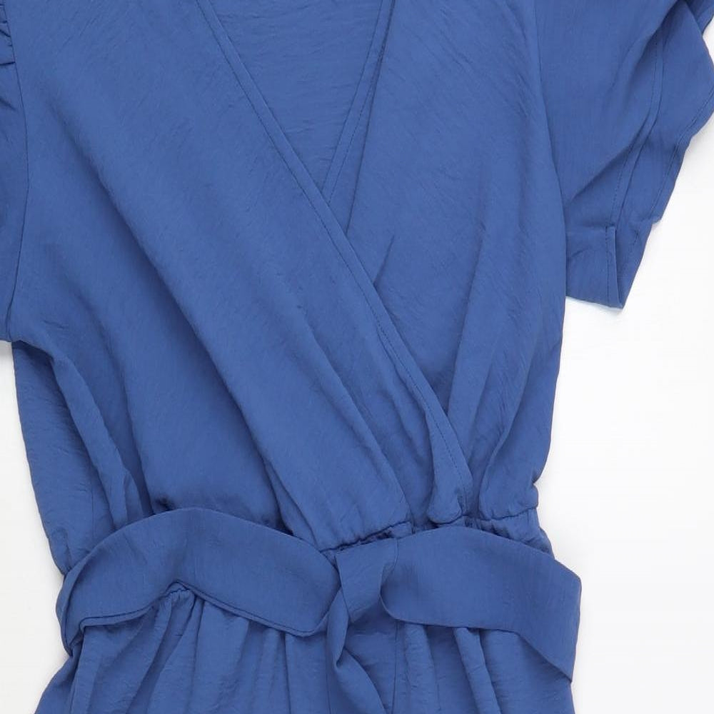 SheIn Womens Blue Polyester Maxi Size L V-Neck Pullover