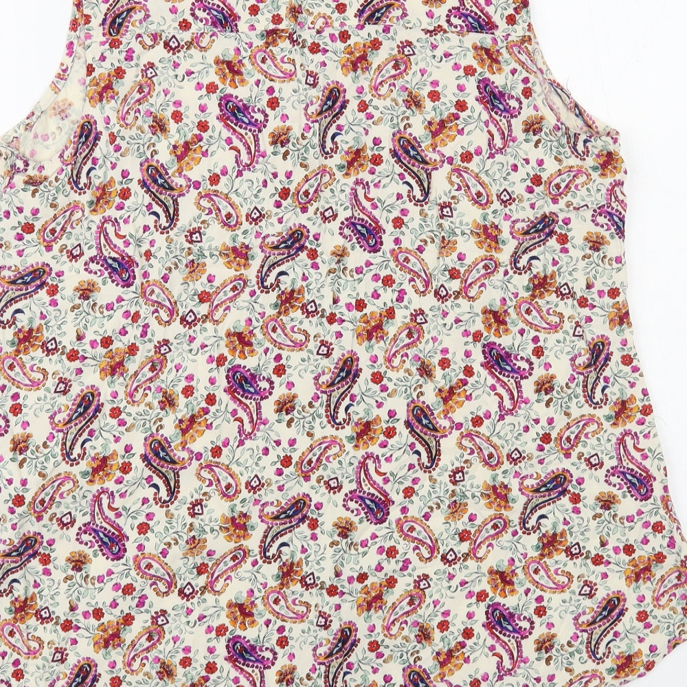 Peacocks Womens Ivory Paisley Viscose Basic Blouse Size 12 V-Neck