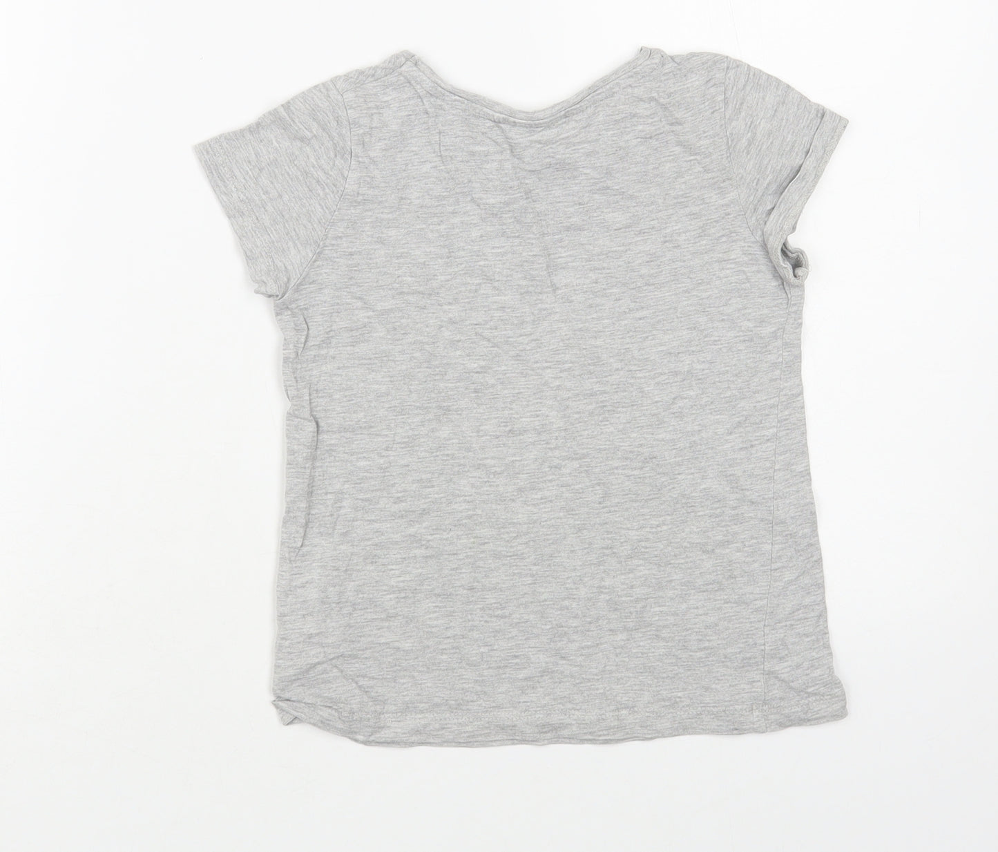 H&M Girls Grey Cotton Pullover T-Shirt Size 6-7 Years Crew Neck Pullover