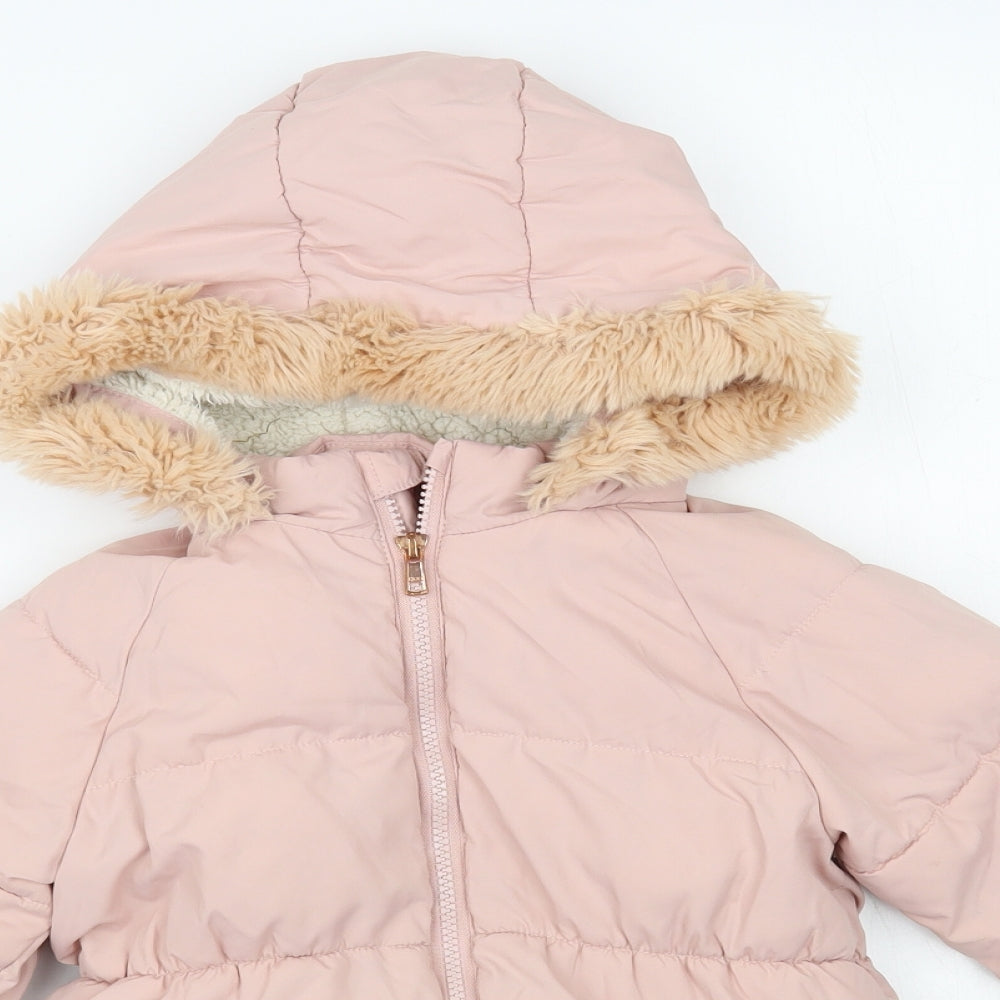 George Girls Pink Puffer Jacket Jacket Size 4-5 Years Zip