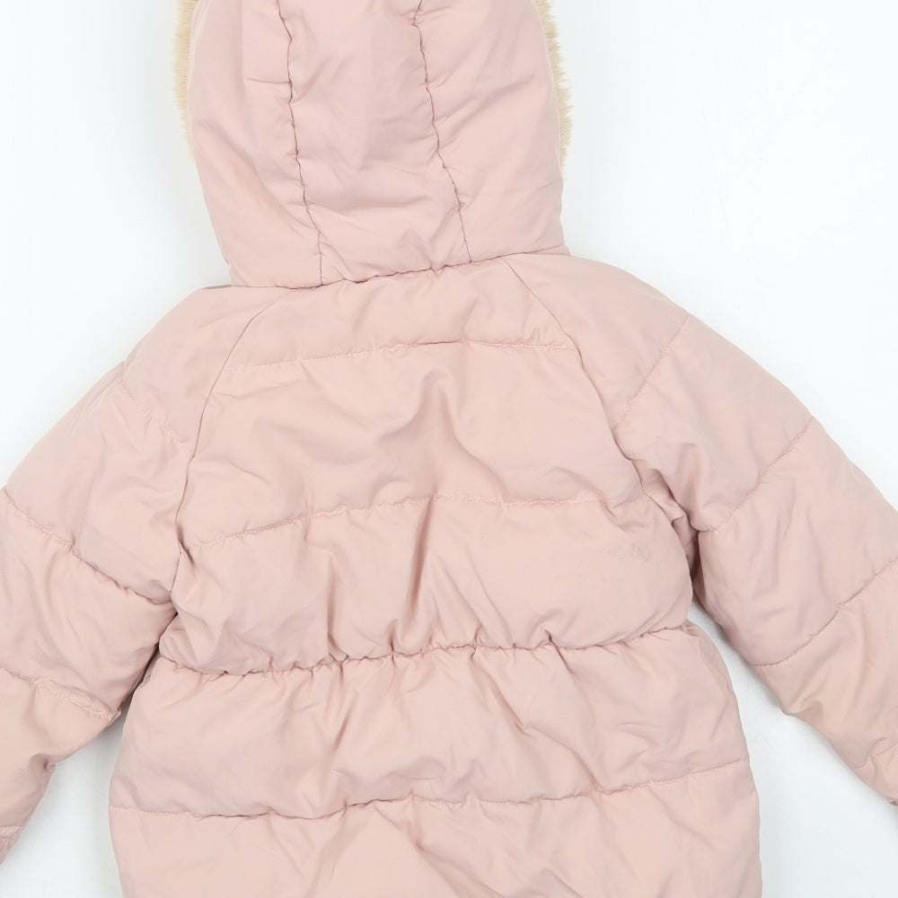 George Girls Pink Puffer Jacket Jacket Size 4-5 Years Zip