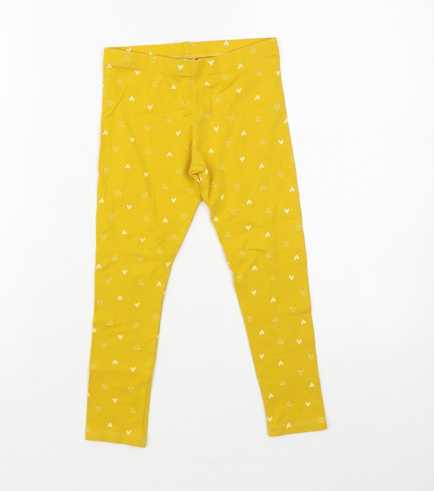 F&F Girls Yellow Geometric Cotton Jogger Trousers Size 5-6 Years Regular - Leggings