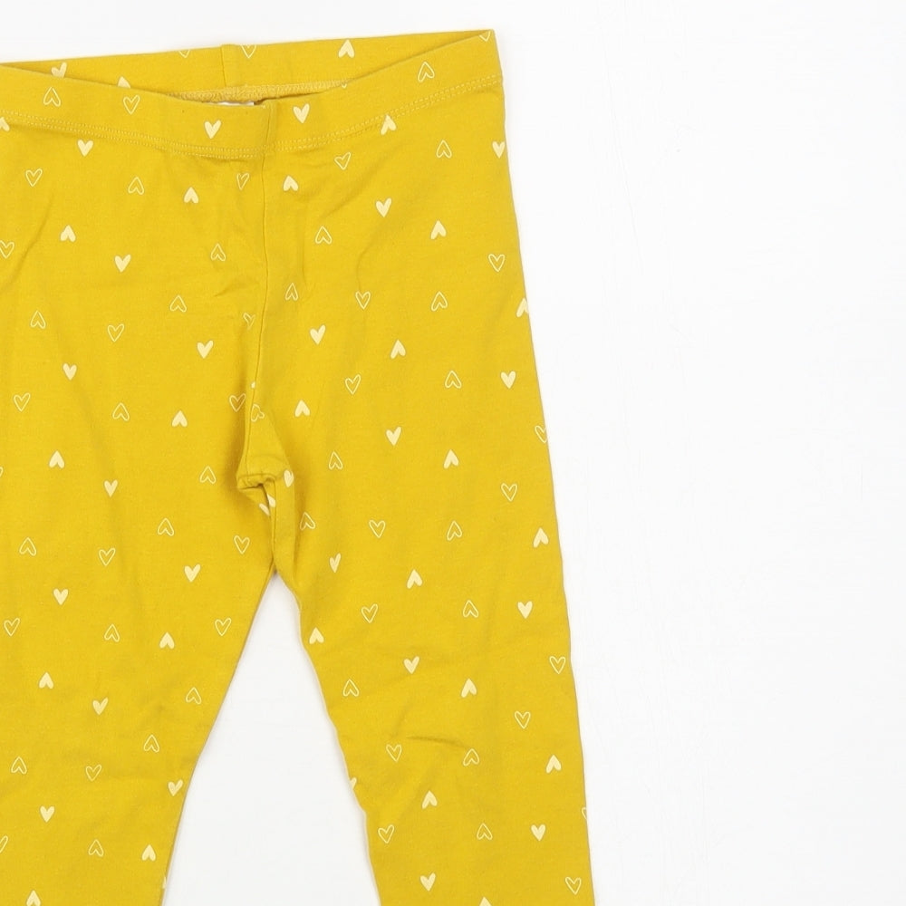 F&F Girls Yellow Geometric Cotton Jogger Trousers Size 5-6 Years Regular - Leggings