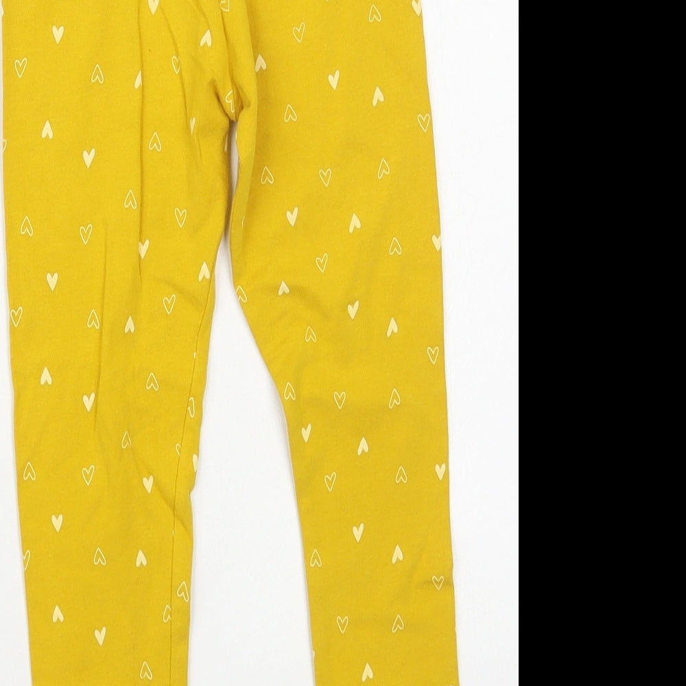 F&F Girls Yellow Geometric Cotton Jogger Trousers Size 5-6 Years Regular - Leggings