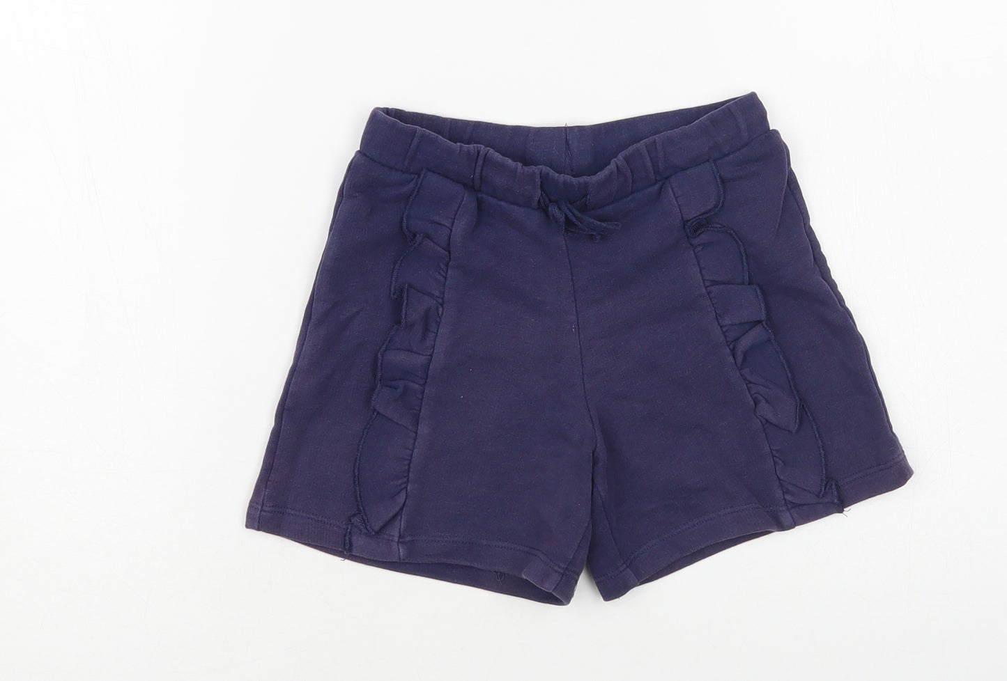 Marks and Spencer Girls Blue Cotton Sweat Shorts Size 5-6 Years Regular Drawstring