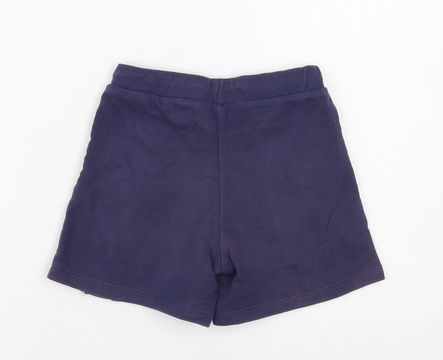 Marks and Spencer Girls Blue Cotton Sweat Shorts Size 5-6 Years Regular Drawstring