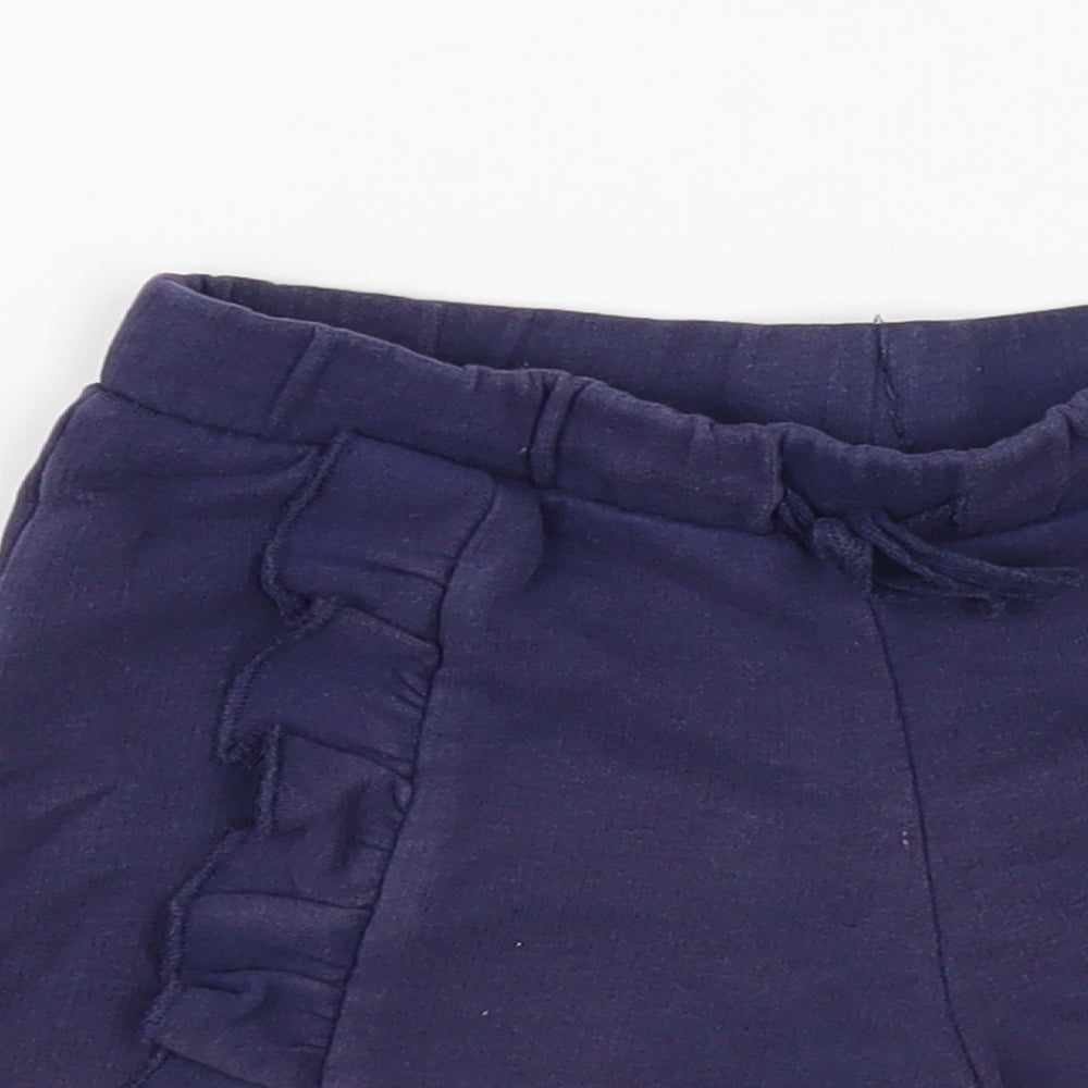 Marks and Spencer Girls Blue Cotton Sweat Shorts Size 5-6 Years Regular Drawstring